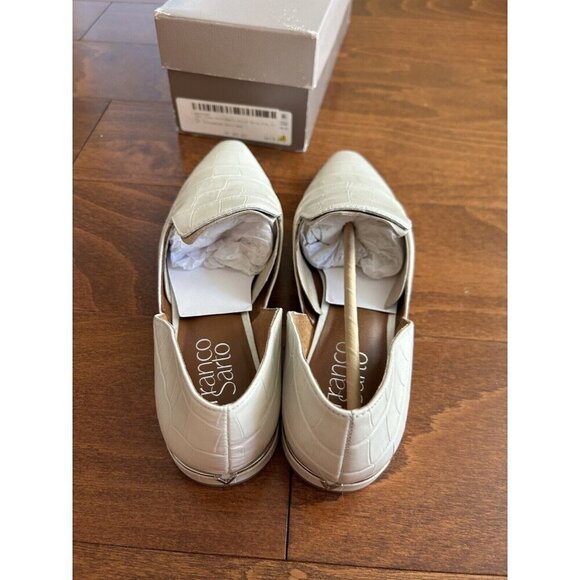Franco Sarto Womens 6.5 M White Leather Flats Croc Print Loafers Leather NEW - Picture 5 of 7